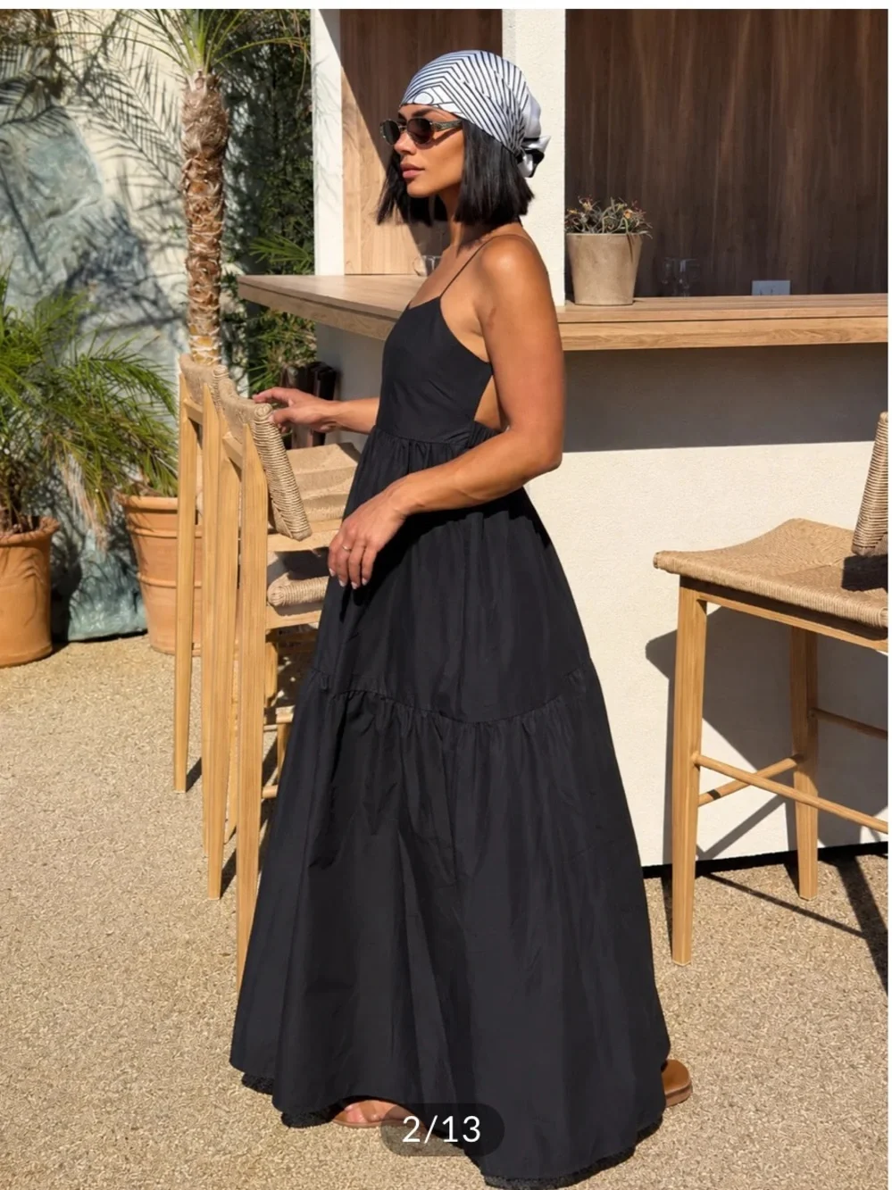 Commense Black Backless Tiered Maxi Dress - Picture 2 of 4